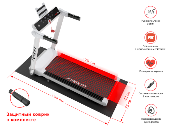Беговая дорожка UNIXFIT Hi-tech F1 Arctic Ice Беговая дорожка UNIXFIT Hi-tech F1 Arctic Ice